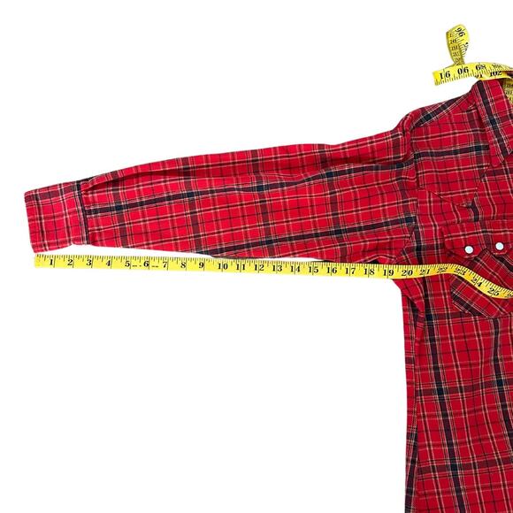 VTG Red Plaid Snap Front Western Long Sleeve Shirt I 15 - Picture 7 of 7
